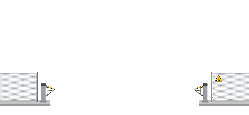 Automated Barrier swing gate  in open position
